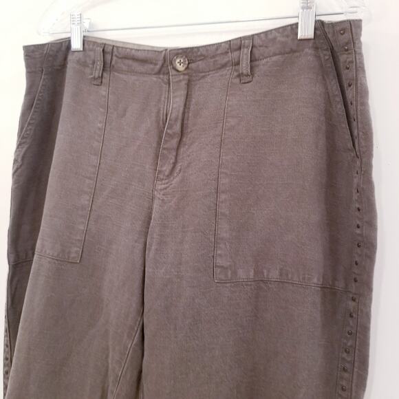 Joie Women Yvonette Crop Pants Studded Raw Hem High Rise - Picture 3 of 11